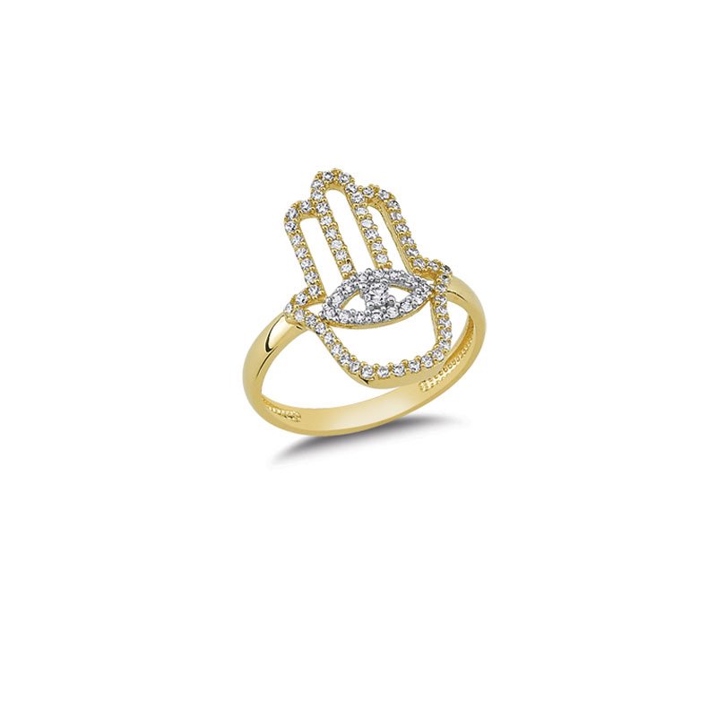 Beelo Gold 14K Altın Taşlı Fatma'nın Eli Yüzük