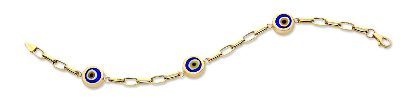 Beelo Gold 14K Altın Seramik Göz Nazar Bileklik