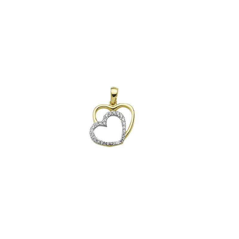 Beelo Gold 14K Altın Taşlı Kalp Kolye Ucu