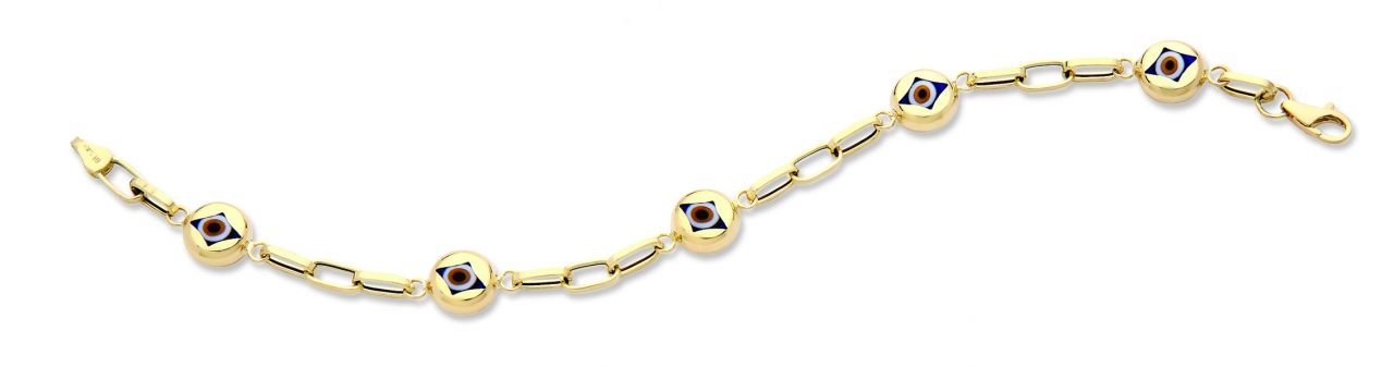Beelo Gold 14K Altın Seramik Göz Nazar Bileklik