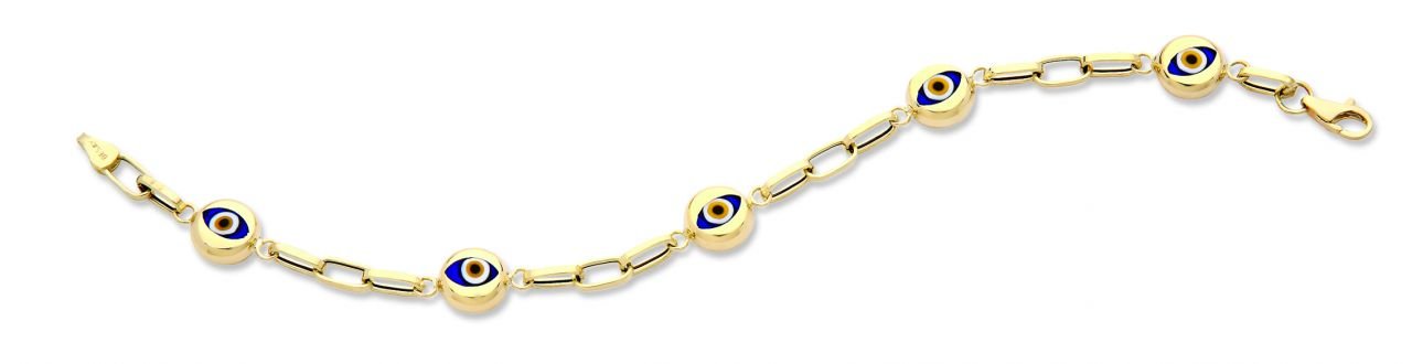 Beelo Gold 14K Altın Seramik Göz Nazar Bileklik