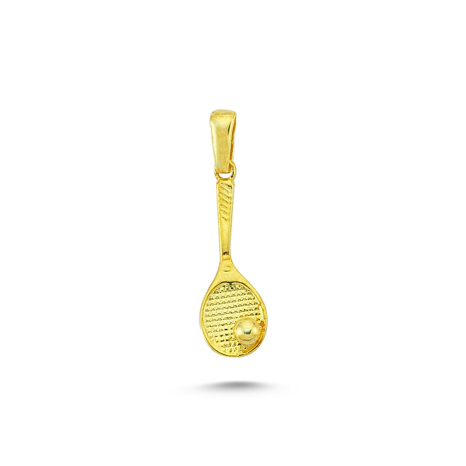 Beelo Gold 14K Altın Minimal Tenis Raketi Kolye Ucu
