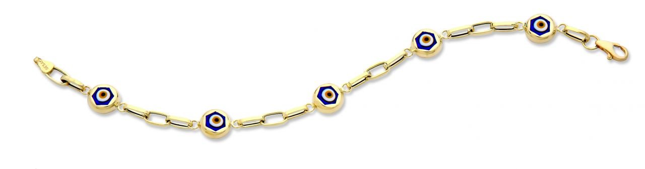 Beelo Gold 14K Altın Seramik Göz Nazar Bileklik
