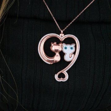 Beelo Silver 925K Gümüş Kedi Aşk Kolye
