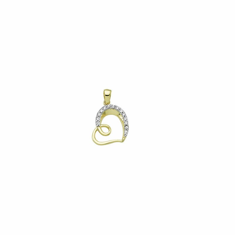 Beelo Gold 14K Altın Taşlı Kalp Kolye Ucu