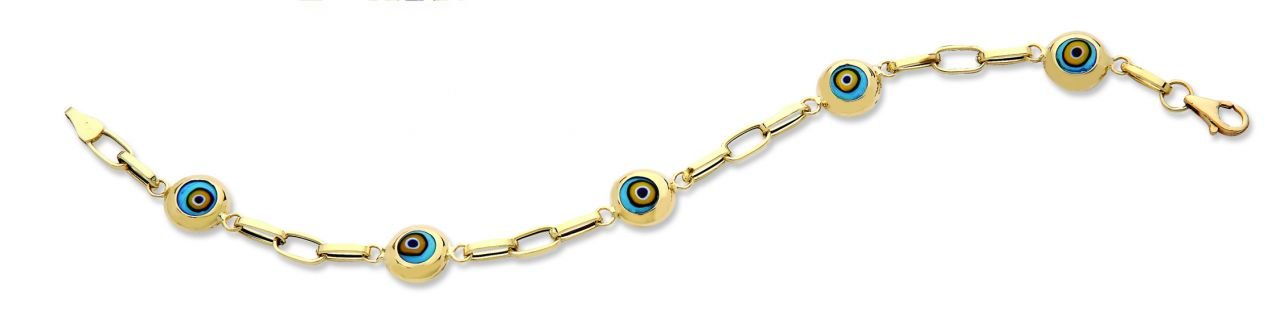 Beelo Gold 14K Altın Seramik Göz Nazar Bileklik