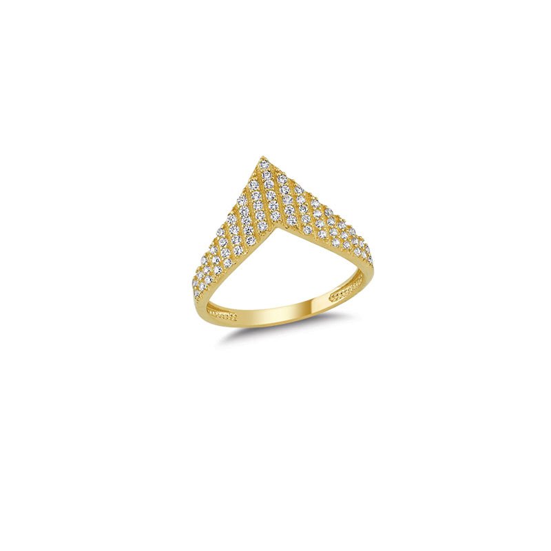 Beelo Gold 14K Altın Taşlı Tasarım Yüzük
