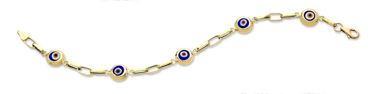 Beelo Gold 14K Altın Seramik Göz Nazar Bileklik