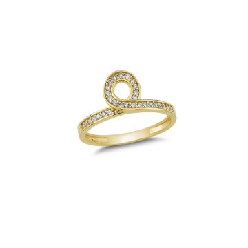 Beelo Gold 14K Altın Taşlı Damla Yüzük