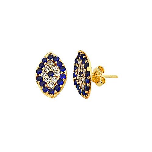 Beelo Gold 14K Altın Taşlı Sinyora Göz Nazar Küpe ESNY011