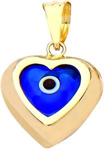 Beelo Gold 14K Altın Nazar Kalp Kolye Ucu