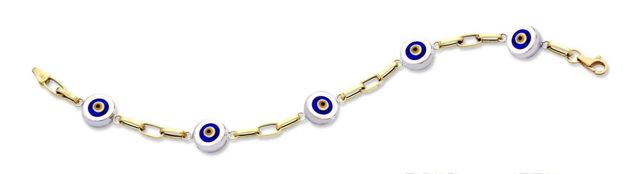Beelo Gold 14K Altın Seramik Göz Nazar Bileklik