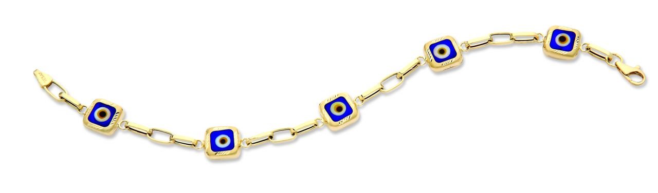 Beelo Gold 14K Altın Seramik Göz Nazar Bileklik