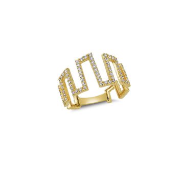 Beelo Gold 14K Altın Taşlı Desenli Yüzük