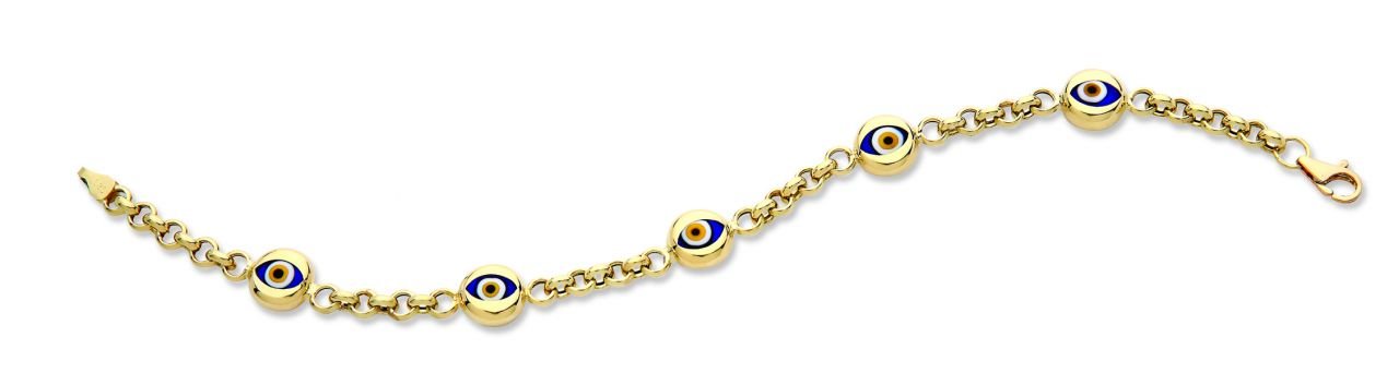 Beelo Gold 14K Altın Seramik Göz Nazar Bileklik