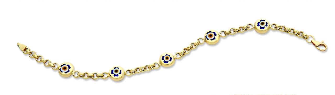 Beelo Gold 14K Altın Seramik Göz Nazar Bileklik
