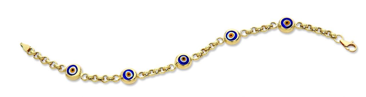 Beelo Gold 14K Altın Seramik Göz Nazar Bileklik