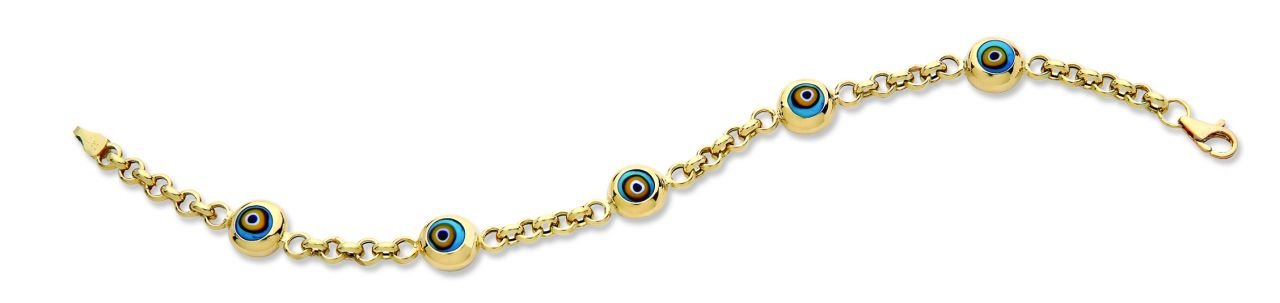 Beelo Gold 14K Altın Seramik Göz Nazar Bileklik