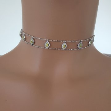 925K Gümüş Damla Taşlı Choker Kolye