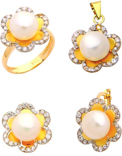 Beelo Gold 14K Altın İnci Papatya Set BGTİN091