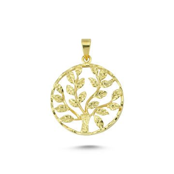 Beelo Gold 14K Altın Elmas Kesim Hayat Ağacı Kolye Ucu