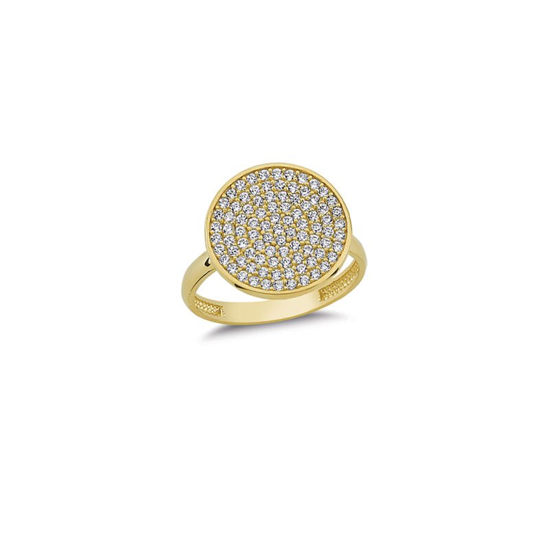 Beelo Gold 14K Altın Taşlı Yuvarlak Yüzük
