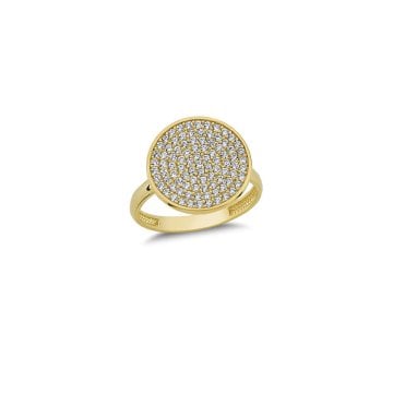 Beelo Gold 14K Altın Taşlı Yuvarlak Yüzük