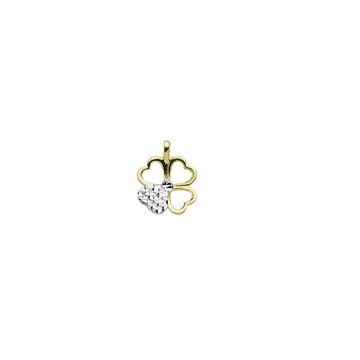 Beelo Gold 14K Altın Kalpli Yonca Kolye Ucu