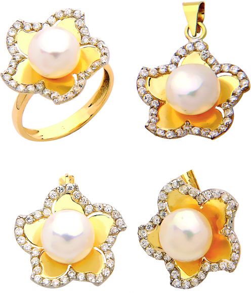 Beelo Gold 14K Altın İnci Yıldız Set BGTİN093