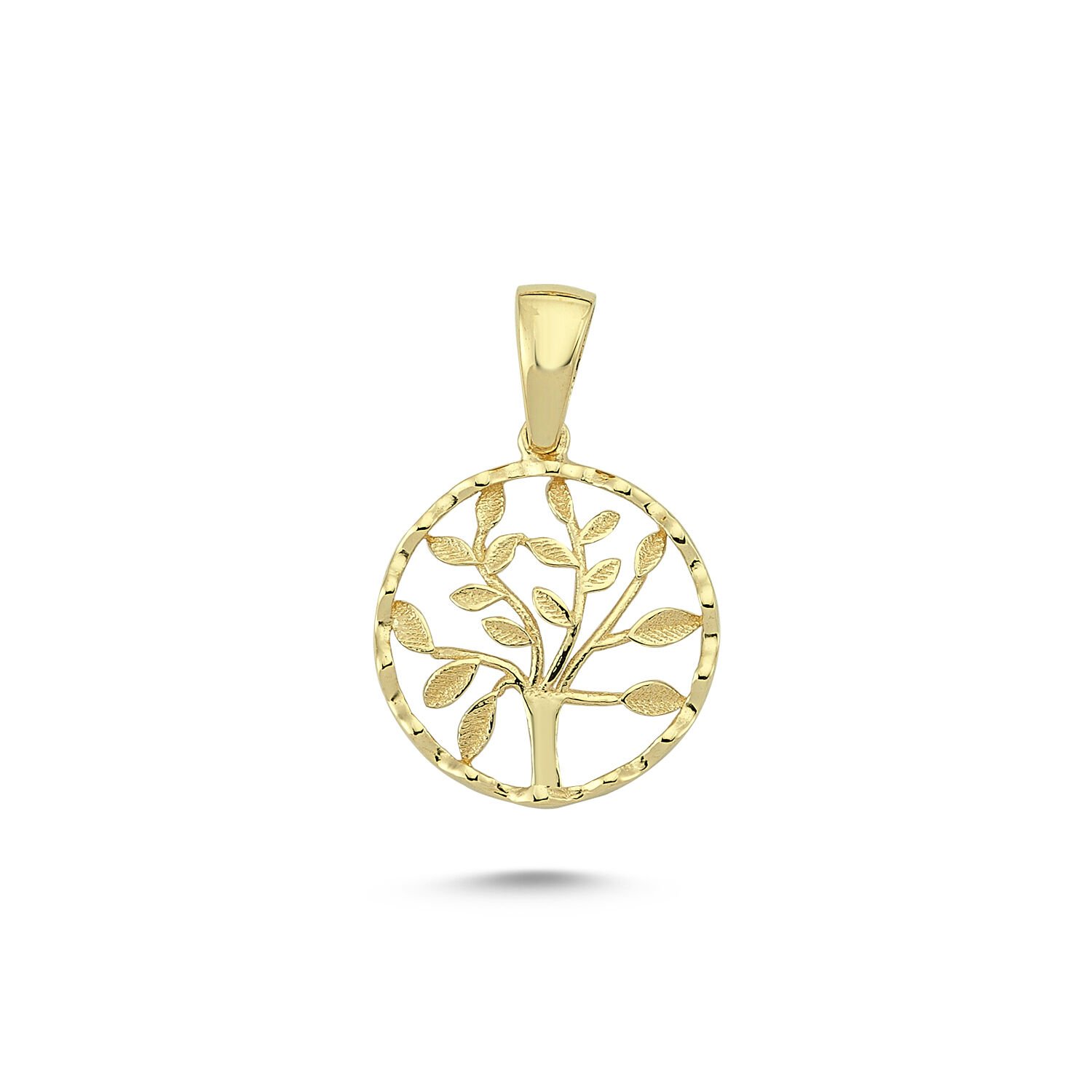 Beelo Gold 14K Altın Elmas Kesim Hayat Ağacı Kolye Ucu