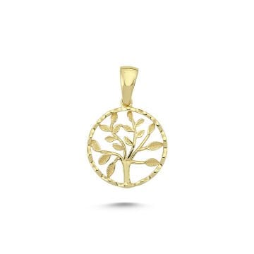 Beelo Gold 14K Altın Elmas Kesim Hayat Ağacı Kolye Ucu