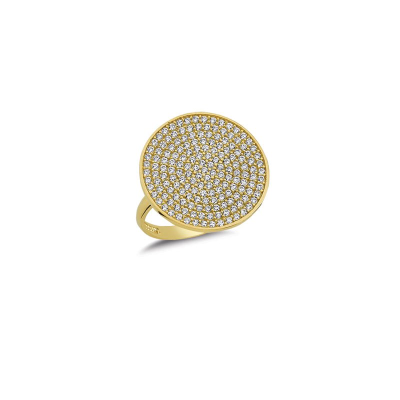 Beelo Gold 14K Altın Taşlı Yuvarlak Yüzük