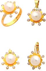 Beelo Gold 14K Altın İnci Papatya Set BGTİN101