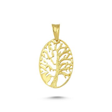 Beelo Gold 14K Altın Hayat Ağacı Madalyon Kolye Ucu