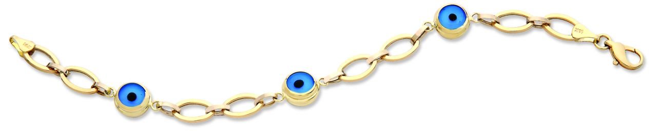 Beelo Gold 14K Altın  Göz Boncuğu Nazar Bileklik