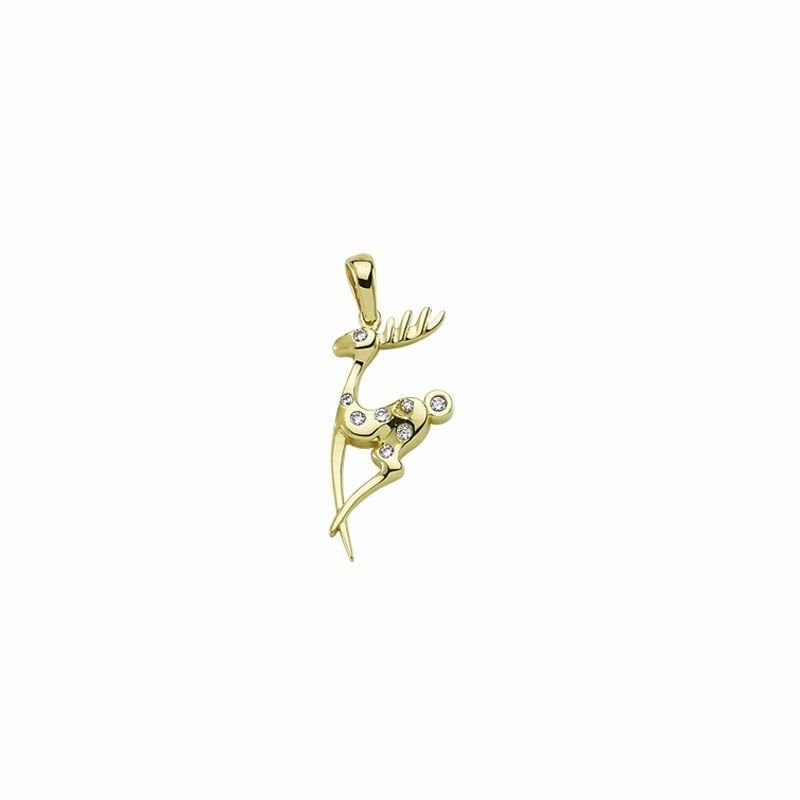 Beelo Gold 14K Altın Taşlı Geyik Kolye Ucu