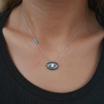 Beelo Silver 925K Gümüş Tasarım Göz Nazar Kolye