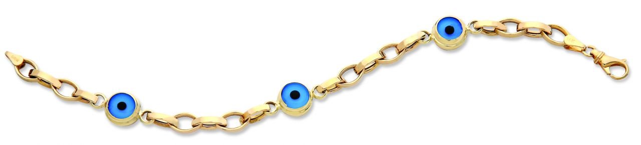 Beelo Gold 14K Altın  Göz Boncuğu Nazar Bileklik