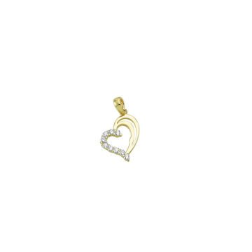 Beelo Gold 14K Altın Taşlı Kalp Kolye Ucu