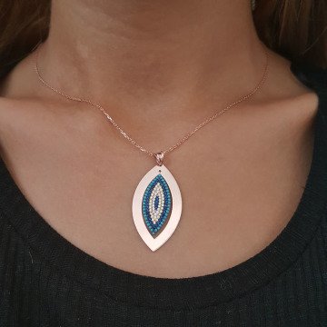 Beelo Silver 925K Gümüş Tasarım Göz Nazar Kolye