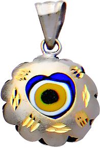 Beelo Gold 14K Altın Nazar Papatya Kalp Kolye Ucu