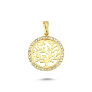 Beelo Gold 14K Altın Taşlı Hayat Ağacı Kolye Ucu
