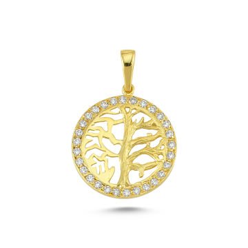 Beelo Gold 14K Altın Taşlı Hayat Ağacı Kolye Ucu