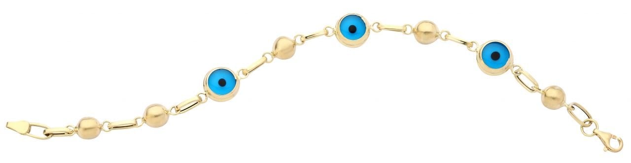 Beelo Gold 14K Altın  Göz Boncuğu Nazar Bileklik