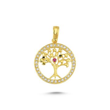 Beelo Gold 14K Altın Taşlı Hayat Ağacı Kolye Ucu