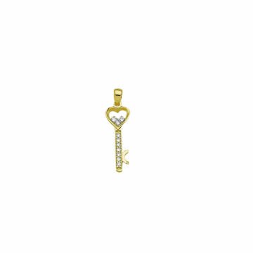 Beelo Gold 14K Altın Taşlı Anahtar Kalp Kolye Ucu