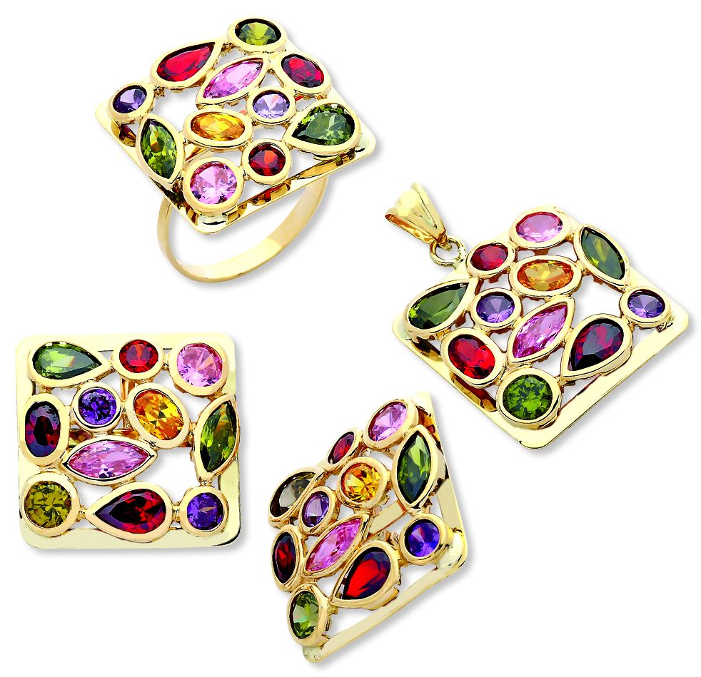 Beelo Gold 14K Altın Renkli Taşlı Set BGTBLG002