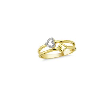 Beelo Gold 14K Altın İkili Kalp Tasarım Yüzük