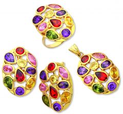 Beelo Gold 14K Altın Renkli Taşlı Set BGTBLG005
