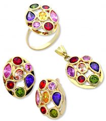 Beelo Gold 14K Altın Renkli Taşlı Set BGTBLG006